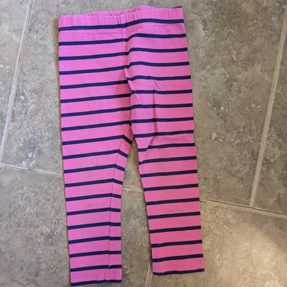Pink and navy striped leggings from Primary, size 3